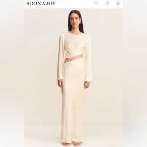 NWOT Shona Joy Arienzo Asymmetrical Lace Up Maxi Dress - Cream